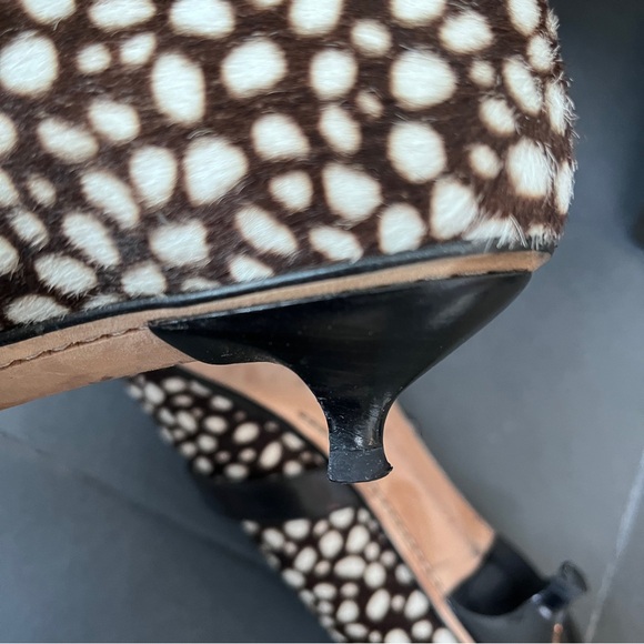 Kate Spade ♠️ Mary Jane, kitten heels, brown/cream cheetah print, leather, 9 - Picture 7 of 10